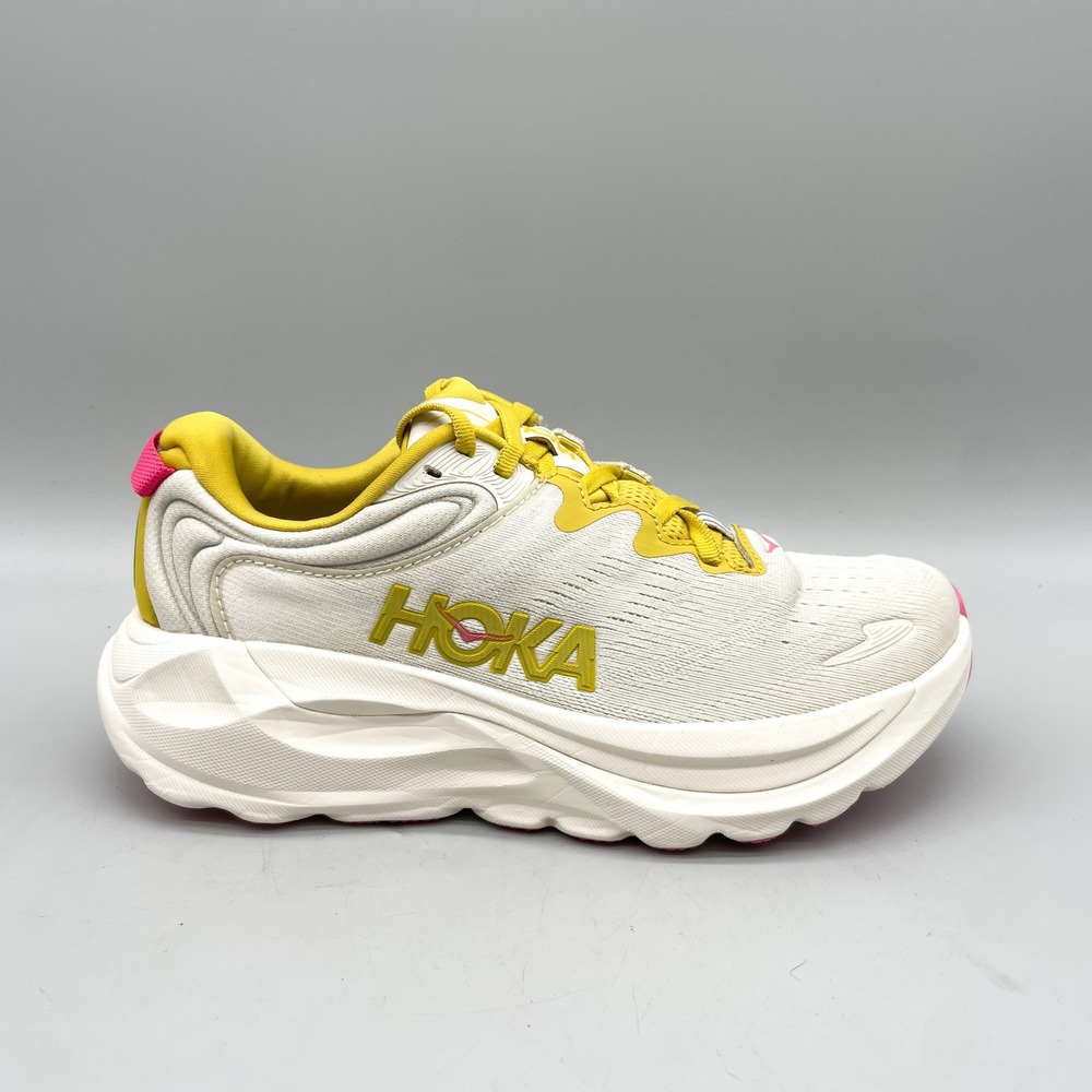 Hoka Womens 6.5 D Wide Gaviota 6 Road Running Shoes Birch Yellow Gym Walking
